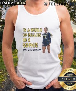 Alt Text: Sophie Cunningham wearing the 'Be a Sophie the Enforcer' tank top, promoting strength against bullies.