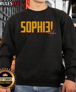 Official Sophie Cunningham Indiana SOPHI3 Sweatshirt in navy blue, featuring logo and sporty design for fans and athletes.