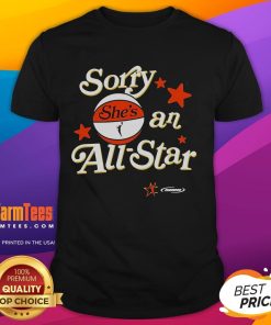 Official Sorry She's An All Star WNBA T-Shirt featuring vibrant design, perfect for fans of women's basketball.