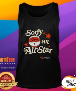 Official Sorry She's An All-Star WNBA tank top featuring vibrant design, perfect for basketball fans and stylish support.