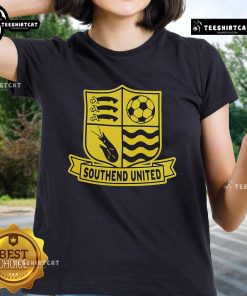 Official Southend United logo on a ladies tee, featuring the club's emblem in vibrant colors.