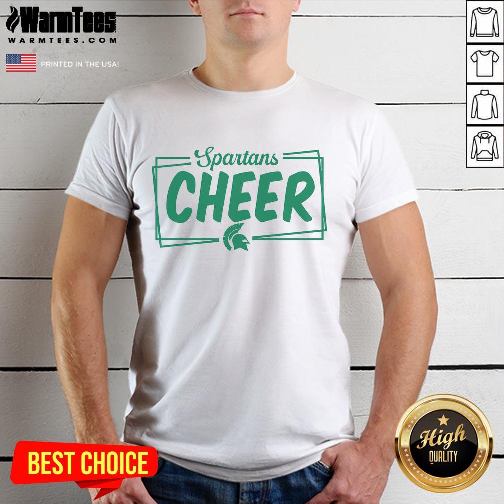 Official Spartans Cheer Box T Shirt Alt Text: Official Spartans Cheer Box T-Shirt featuring vibrant colors and team logo, perfect for supporting your favorite team.