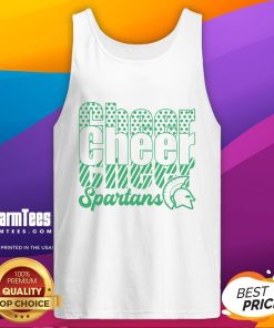 Official Spartans Cheer Cheer Cheer Tank Top featuring vibrant team colors and logo, perfect for game day spirit.