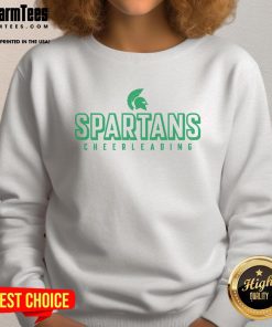 Official Spartans Cheerleading Sweatshirt featuring vibrant colors and team logo, perfect for fans and cheerleaders.