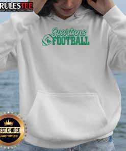 Official Spartans Football Block Hoodie in green with bold Spartans logo, perfect for fans and athletes alike.