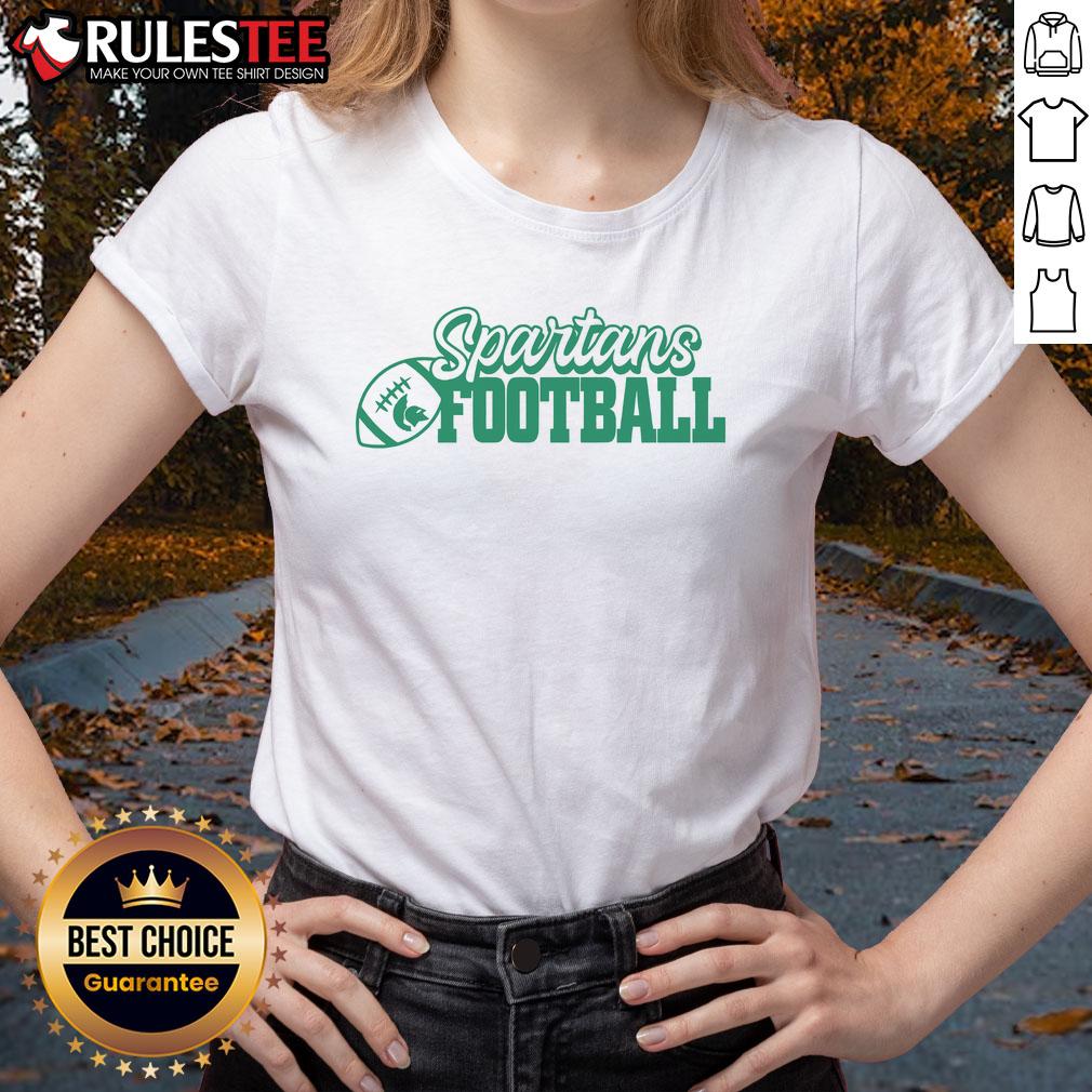 Official Spartans Football Block Ladies Tee Official Spartans Football Block Ladies Tee in vibrant green with bold team logo, perfect for game day and casual wear.