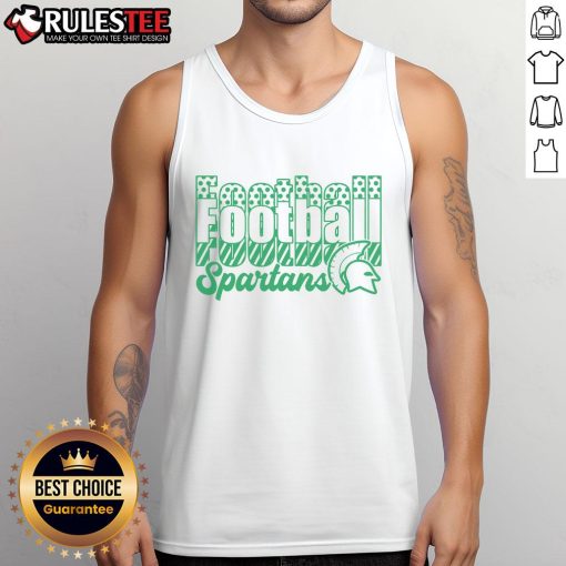 Alt Text: Official Spartans Football tank top featuring team colors and logo, perfect for game day or casual wear.
