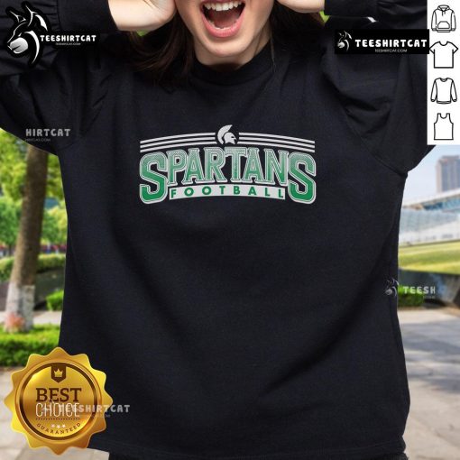 Official Spartans Football Stripes Sweatshirt featuring bold stripes and team logo, perfect for sports fans.