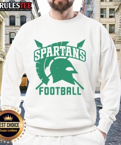 Official Spartans logo on spears football sweatshirt, showcasing team pride and sporty design for fans.