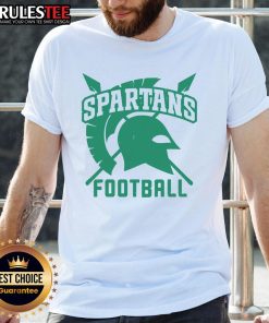 Alt Text: Official Spartans Logo Spears Football T-Shirt featuring a bold design and vibrant team colors for fans.