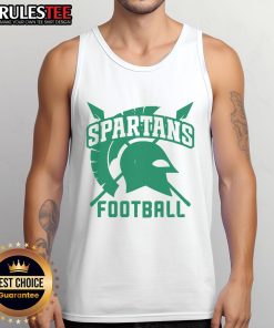 Alt Text: Official Spartans logo on a spears-themed football tank top, perfect for fans and athletes.