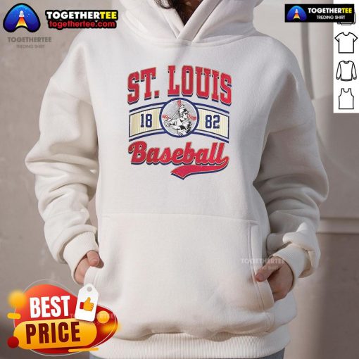 Vintage St. Louis Baseball Logo Hoodie featuring classic design and team colors, perfect for fans and collectors.