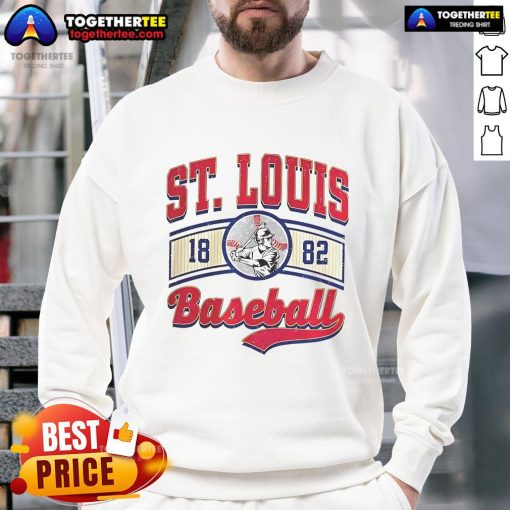 Vintage St. Louis Baseball Logo sweatshirt featuring classic design and team colors for dedicated fans.
