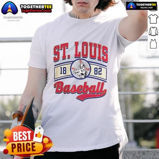 Vintage St. Louis Baseball logo t-shirt featuring classic design and vibrant colors, perfect for fans and collectors.
