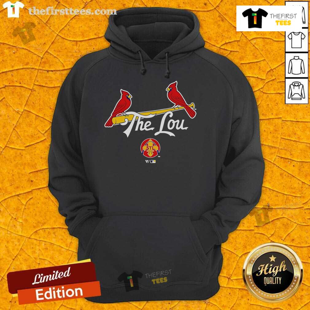 Official St. Louis Cardinals The Lou Logo Hoodie Alt Text: Official St. Louis Cardinals The Lou logo hoodie featuring vibrant team colors and stylish design for fans.