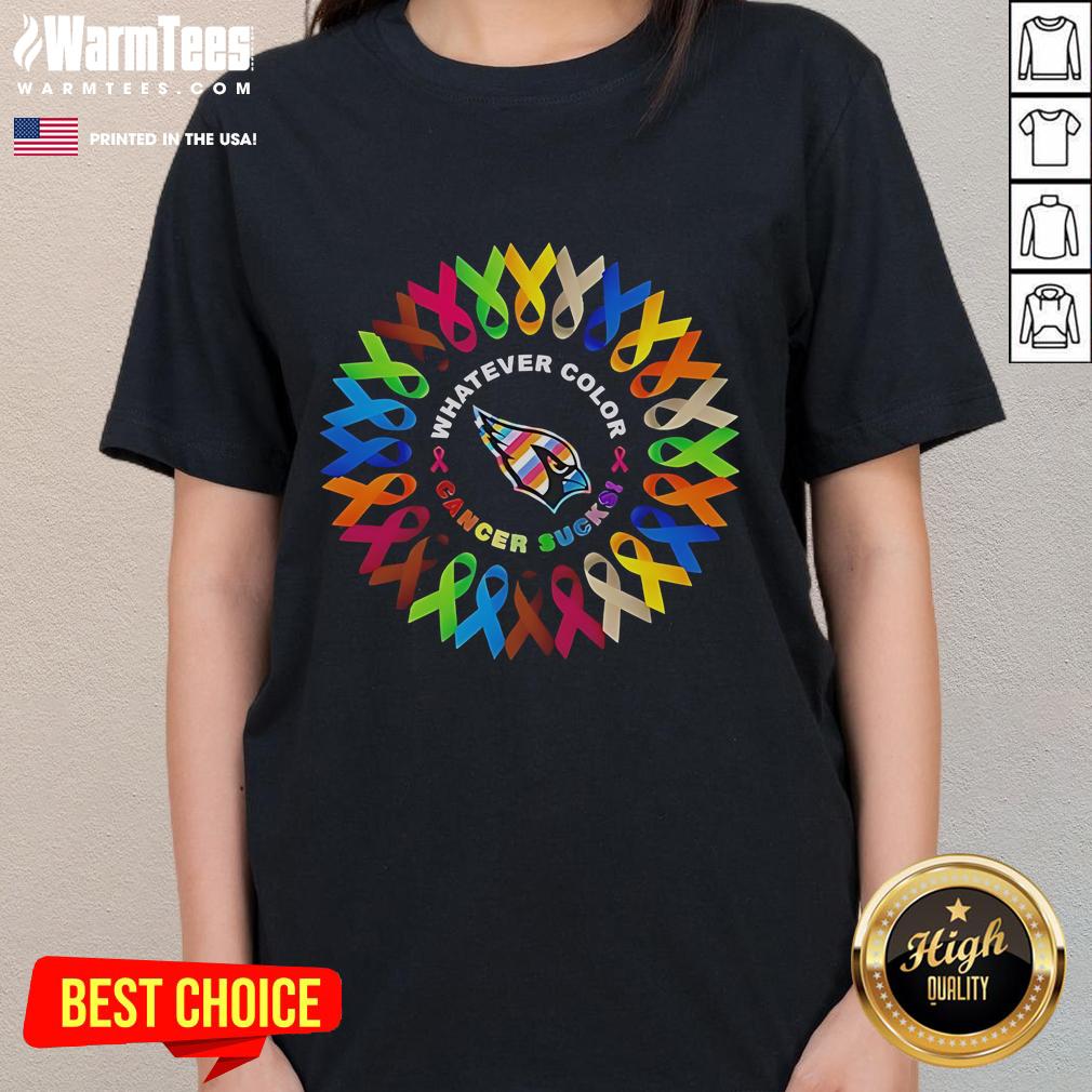 Official St. Louis Cardinals Whatever Color Cancer Sucks Ladies Tee Official St. Louis Cardinals ladies tee in vibrant colors promoting cancer awareness with 'Cancer Sucks' slogan.