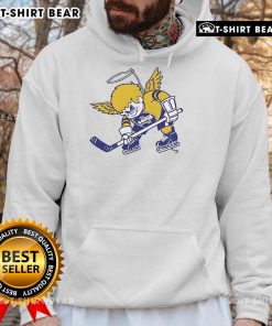 Alt Text: Retro Official St. Paul Fighting Saints 1992-93 hockey hoodie featuring team colors and logo, perfect for fans.