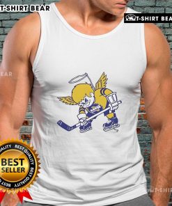Alt Text: Official St. Paul Fighting Saints 1992-93 hockey tank top featuring vibrant team colors and logo. Perfect for fans!