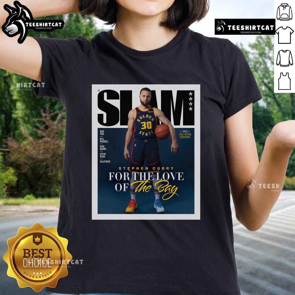 Official Stephen Curry For The Love Of The Bay Ladies Tee Alt Text: Official Stephen Curry 'For The Love Of The Bay' ladies tee showcasing a stylish design for Warriors fans.