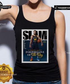 Official Stephen Curry For The Love Of The Bay tank top featuring vibrant design and team colors, perfect for fans.