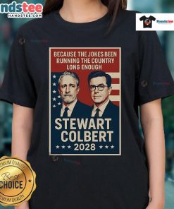 Official Stewart Colbert 2028 Ladies Tee featuring a stylish design, perfect for supporters of the 2028 campaign.