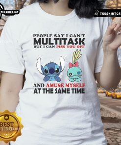 Official Stitch and Scrump tee featuring 'I Can't Multitask But I Can Piss You Off' design for ladies.