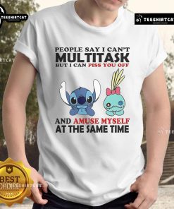 Alt Text: Official Stitch And Scrump People Say I Can't Multitask T-Shirt featuring playful graphics and vibrant colors.