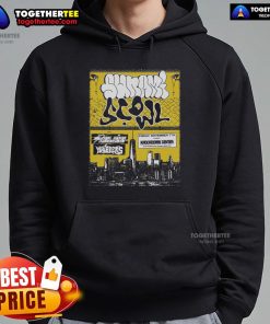 Official Sunami Scowl Queens New York November 7, 2025 poster on a stylish hoodie showcasing vibrant design.
