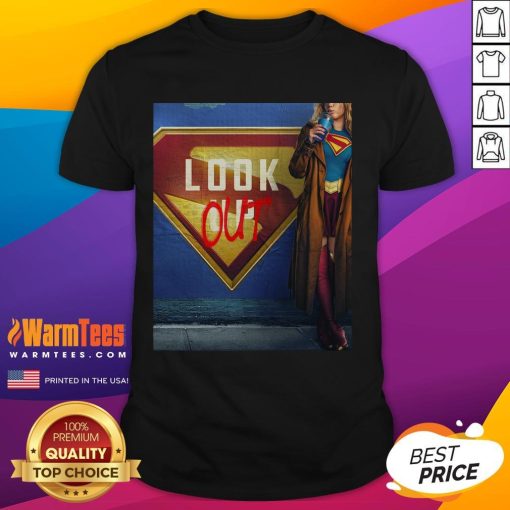 Official Supergirl Look Out June 26 2026 Movie T-Shirt featuring vibrant design by James Gunn, perfect for fans.