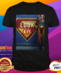 Official Supergirl Look Out June 26 2026 Movie T-Shirt featuring vibrant design by James Gunn, perfect for fans.