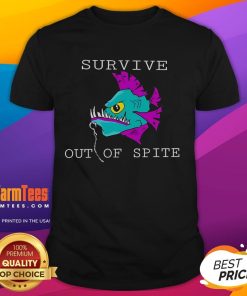 Official Survive Out Of Spite Fish T-Shirt featuring a bold graphic design perfect for fishing enthusiasts and casual wear.