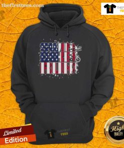 Official Swim Bike Run America Flag Hoodie featuring a bold American flag design, perfect for athletes and patriotic fans.