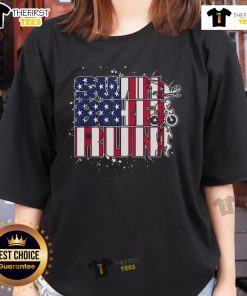 Alt Text: Official Swim Bike Run America Flag Ladies Tee featuring a patriotic design perfect for athletes and fans.