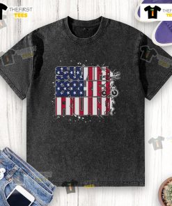 Official Swim Bike Run America Flag Washed T-Shirt featuring vibrant American flag design on soft, comfortable fabric.