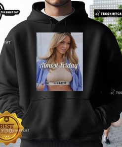 Sydney Sweeney wearing Celine crop top and Almost Friday hoodie, showcasing trendy street style fashion.