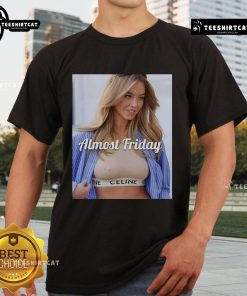 Alt Text: Sydney Sweeney Celine Crop Top Almost Friday T-Shirt featuring stylish design and trendy fit, perfect for casual wear.