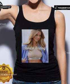 Official Sydney Sweeney Celine crop top featuring 'Almost Friday' design, perfect for casual stylish outfits.