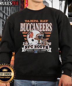 Alt Text: Official Tampa Bay Buccaneers NFC South 1976 helmet sweatshirt featuring vintage design and team colors.