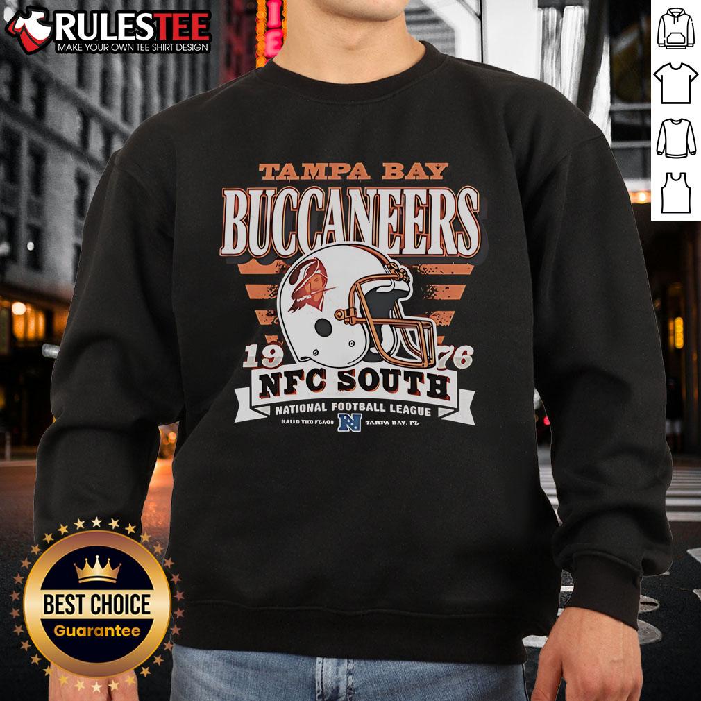 Official Tampa Bay Buccaneers Nfc South 1976 Helmet Sweatshirt Alt Text: Official Tampa Bay Buccaneers NFC South 1976 helmet sweatshirt featuring vintage design and team colors.