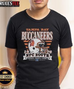 Official Tampa Bay Buccaneers NFC South 1976 Helmet T-Shirt featuring vintage design and team colors for fans.