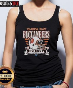Official Tampa Bay Buccaneers NFC South 1976 helmet tank top featuring vintage team logo and vibrant colors.