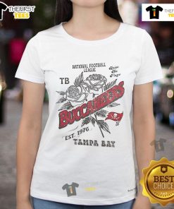 Official Tampa Bay Buccaneers Ladies Tee, NFL Est. 1976, featuring team logo and stylish design for fans.