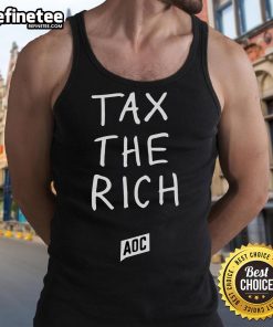 Official Tax The Rich AOC Tank Top featuring bold lettering, perfect for stylish activism and summer wear.