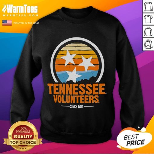 Alt Text: Vintage Tennessee Volunteers sweatshirt since 1794, featuring classic orange and white colors with school logo.