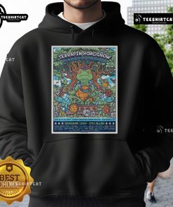 Alt Text: Official Terrapin Crossroads San Rafael CA July 18-20, 2025 tour poster hoodie featuring vibrant design and event details.