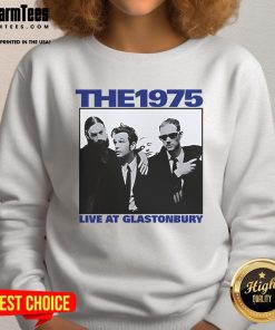 Official The 1975 live at Glastonbury vintage sweatshirt featuring bold graphics and concert-themed design.