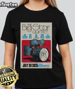 Official poster for The Big Star Quintet concert on July 20, 2025, at The Basement East, Nashville, TN. Ladies tee design.