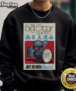 Official poster for The Big Star Quintet concert on July 20, 2025, at The Basement East, Nashville, TN, featuring sweatshirt design.