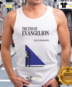 Alt Text: Official The End Of Evangelion Love Is Destructive Tank Top featuring iconic design and vibrant colors for fans.