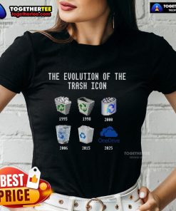 Official The Evolution Of The Trash Icon Ladies Tee featuring a trendy design for eco-conscious fashion lovers.
